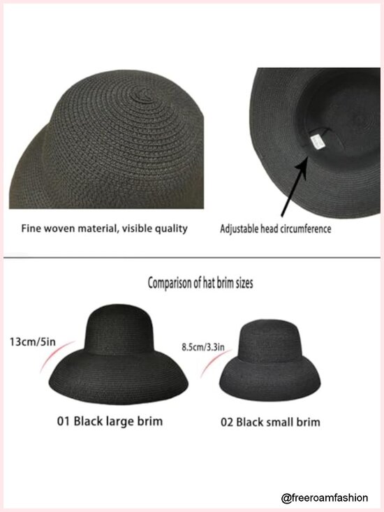 Wide Brim Straw Sun Hat UPF 50 Foldable Travel Beach Hat Adjustable main image 4